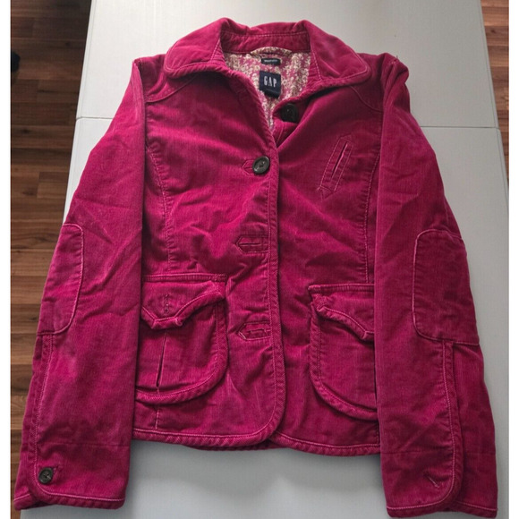 GAP Size 0 Pink Women’s Corduroy Jean Style Jacket GapStretch - Picture 1 of 9